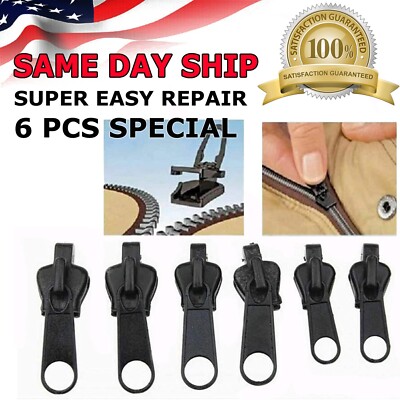 Fix Zipper Zip Slider Repair Instant Kit Removable Rescue Replacement Pack of 6P