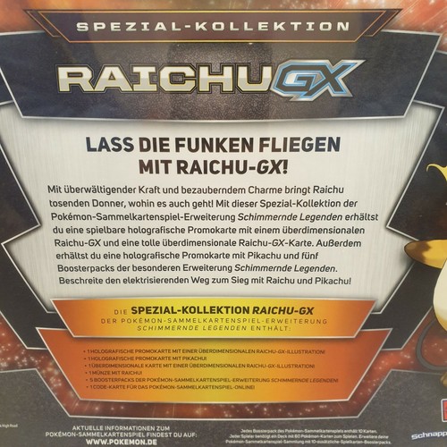 Pokémon Raichu GX Spezial Kollektion Box Schimmernde Legenden Deutsch NEU OVP