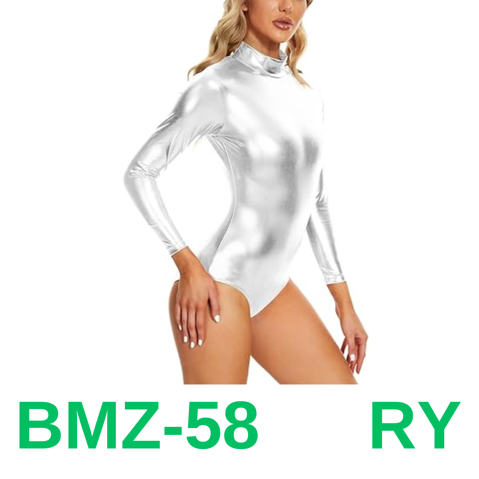 speerise Womens Shiny Metallic Long Sleeve Dance Gymnastics Leotard Bodysuit, XS