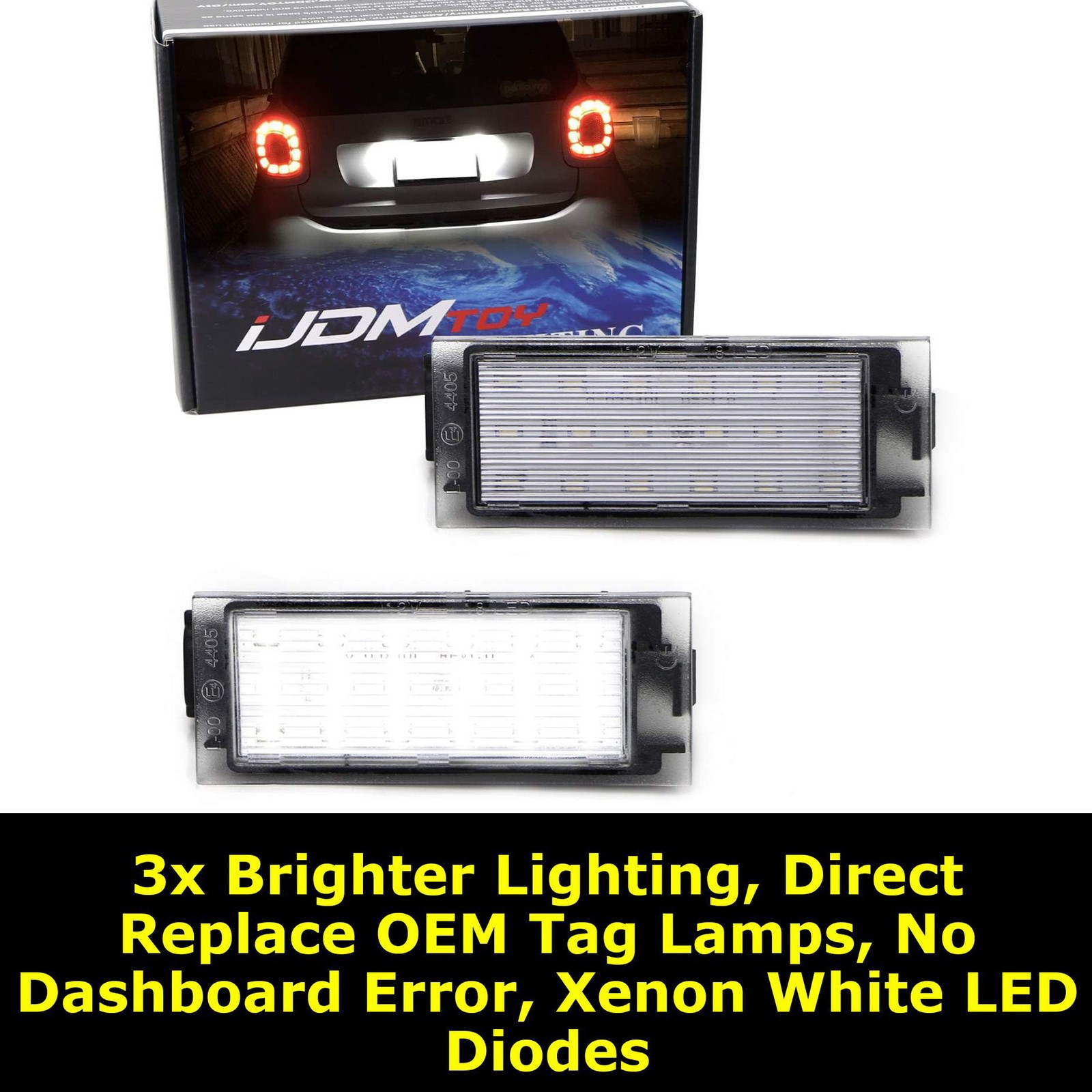 Full LED License Plate Lights For Smart 2016-2024 Fortwo W453 by iJDMTOY