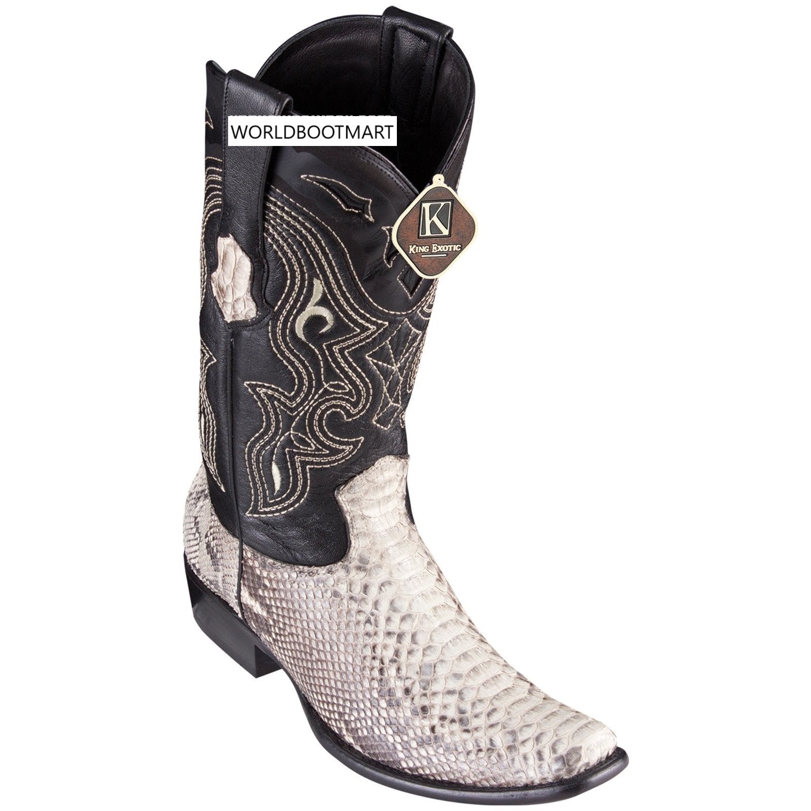 Pre-owned King Exotic Natural Genuine Python Snake Western Boot Dubai Square Toe Ee In Beige