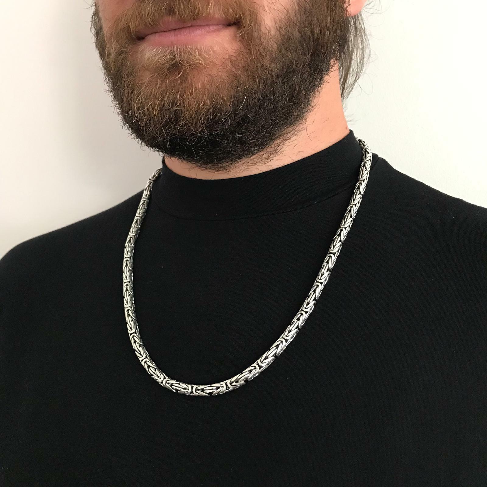 Pre-owned Handmade Mens Bali Byzantine Woven Chain Necklace 6.5mm 115gr 26inch 925 Sterling Silver