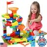 COUOMOXA Marble Run Building Blocks: STEM Ball Track Game Set - Compatible Classic Large Blocks for Toddlers for Boys and Girls Age 2 3 4 5 6 7 8 Years