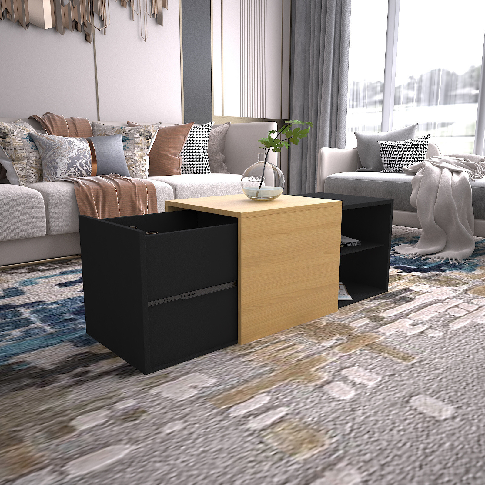 Modern Minimalist High-gloss Coffee Table Living Room Tea Table TV Stand Storage