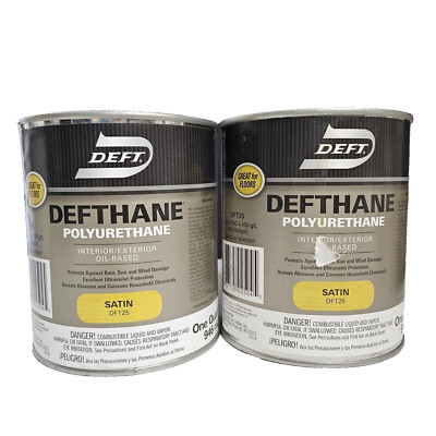(2) DEFT DFT25 Clear Defthane Interior Exterior Polyurethane SATIN 1QT
