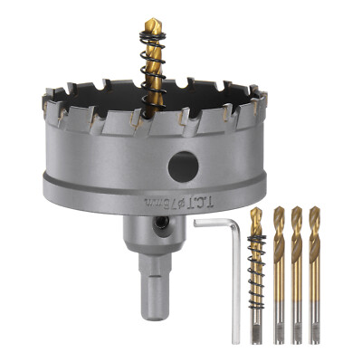 Carbide Hole Saw Set 76mm (2-15/16'') Metal Cutter with 5pcs Center Drill Bits