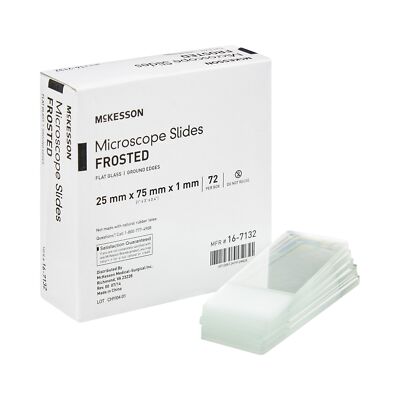 McKesson Glass Microscope Slides 1 X 3 Inch X 1 mm Frosted End 72 pcs