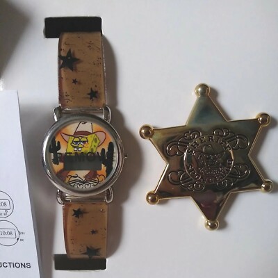 NEW 2006 Avon SpongeBob SquarePants Watch And Sheriff Badge Set Viacom...