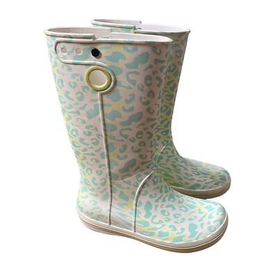 Crocs Jaunt Tall Rain Boots Women's Size 6 Waterproof Pull On Animal Leopard