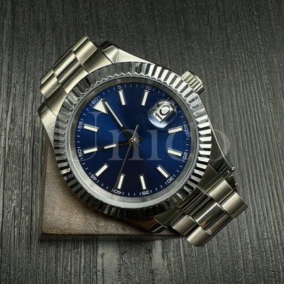 Custom Made Watch Datejust Fluted Bezel Blue Dial NH35 Movement SKX SL President
