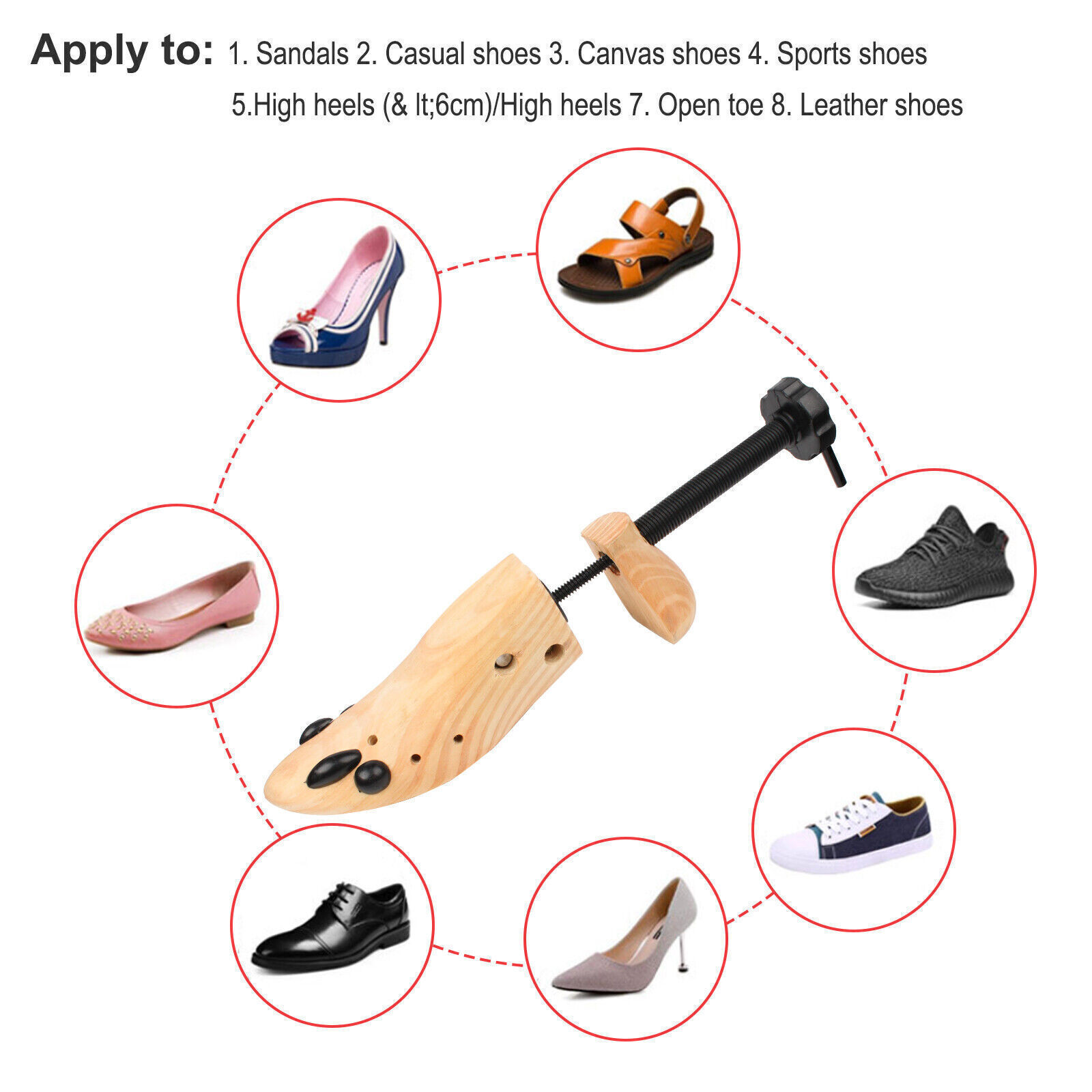 2023 One Pair 2-way Wooden Adjustable Shoe Stretcher for Men Women Size 9-13
