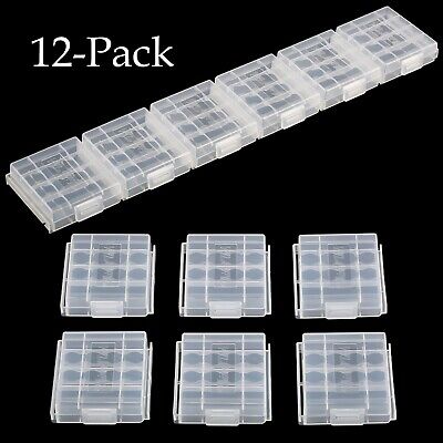 12 Pc New Transparent Hard Plastic Case 4 Cell Holder AA/AAA Battery Storage Box