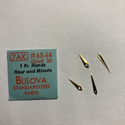 NOS 2 Pair BULOVA 7AK Gold Hour & Minute Hands Part #63-64   Bul-540