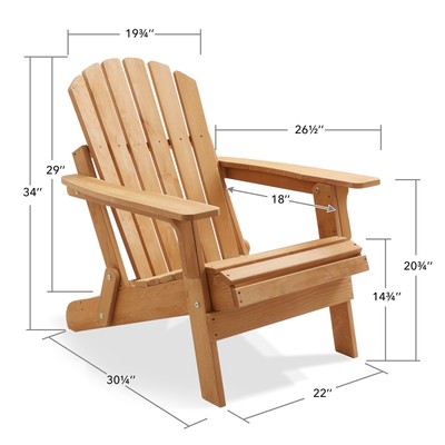 Oversized Folding Adirondack Chair, Wood Outdoor Patio Chair