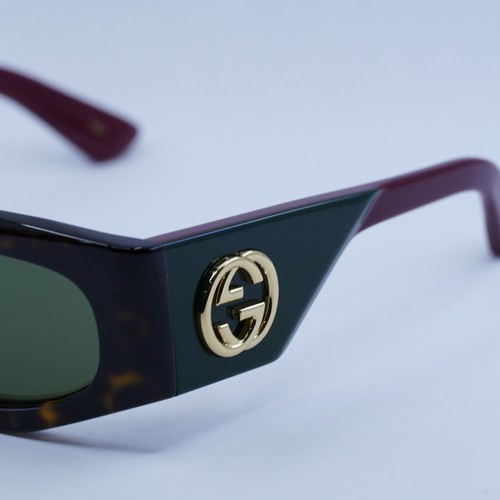 Pre-owned Gucci Gg1664s 002 Dark Havana With Red/dark Green 51-21-140 Sunglasses Au...