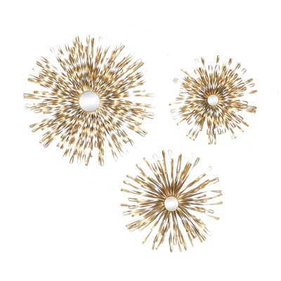 Deco 79 Metal Sunburst Home Wall Decor Looped Wall Sculpture with Mirror Acce...
