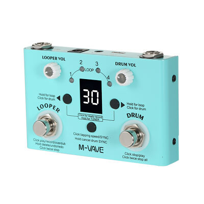 Guitar Drum Machine Looper Tuner 3 in 1 Loop Pedal for Electric Guitar Bass Q3W0
