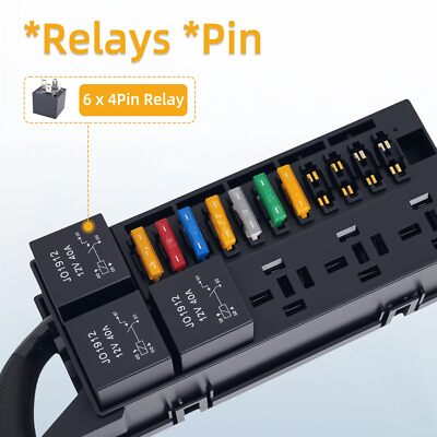 12V Fuse and Relay Box 11 Way 4 Pin 6 Slot Fuse Relay Block Universal Fuse Bl...