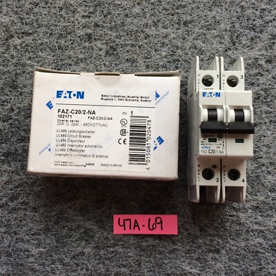 EATON FAZ-C20/2-NA MOELLER SERIES 20A C 2 POLE CIRCUIT BREAKER NOS