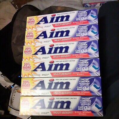 (Lot of 6) AIM Multi Benefit Tartar Control Cool Mint Gel Toothpaste  5.5oz 