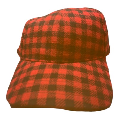 Buffalo Plaid Strap Back Hat Red + Black Adjustable Baseball Cap Casual NWT Mens