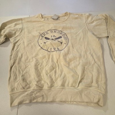 Pacific & Co Lake Okoboji Iowa Sweatshirt Large Yellow Graphic Crewneck IA Oars