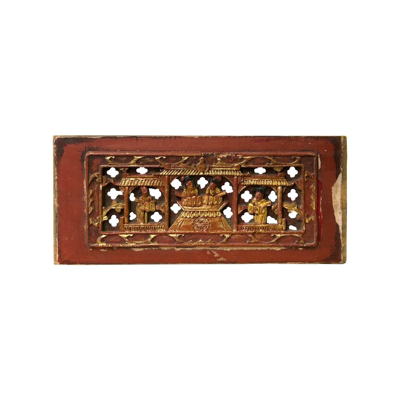 Chinese Vintage Wood Red Golden Relief Carving Wall Hanging Art Plaque ws4165S Chinese Vintage Wood Red Golden Relief Carving Wall Hanging Art Plaque ws4165S
