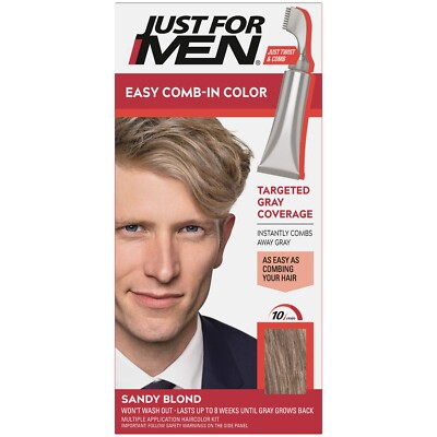 Just For Men Easy Comb-In Hair Color Kit Ammonia Free A-10 Sandy Blonde 3 Pack