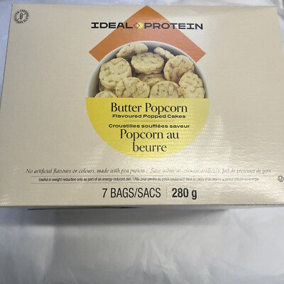Ideal Protein Butter Popcorn Flavoured Popped Cakes - 7 Packets - EXP 2/28/25