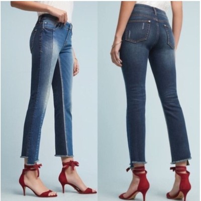 Pilcro Anthropologie Parallel Two Toned Straight Leg Cut Hem Jeans Size 29