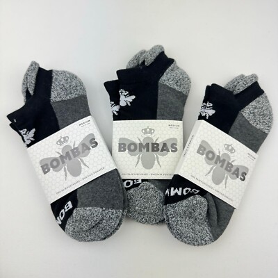 3-Pack Bombas Women's Charcoal Gray Ankle Socks Size Medium