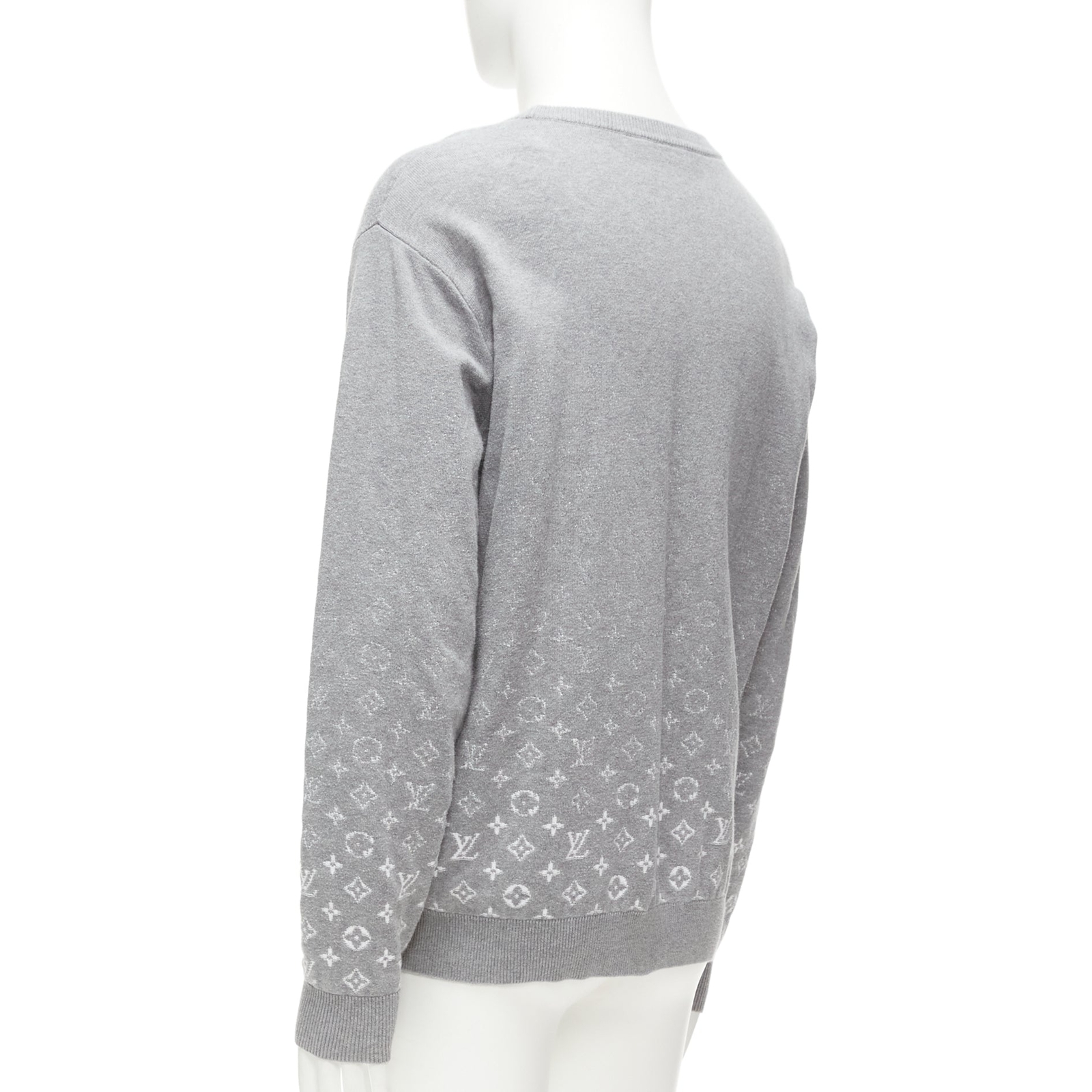 LOUIS VUITTON grey white ombre LV logo monogram crew LOUIS VUITTON grey white ombre LV logo monogram crew