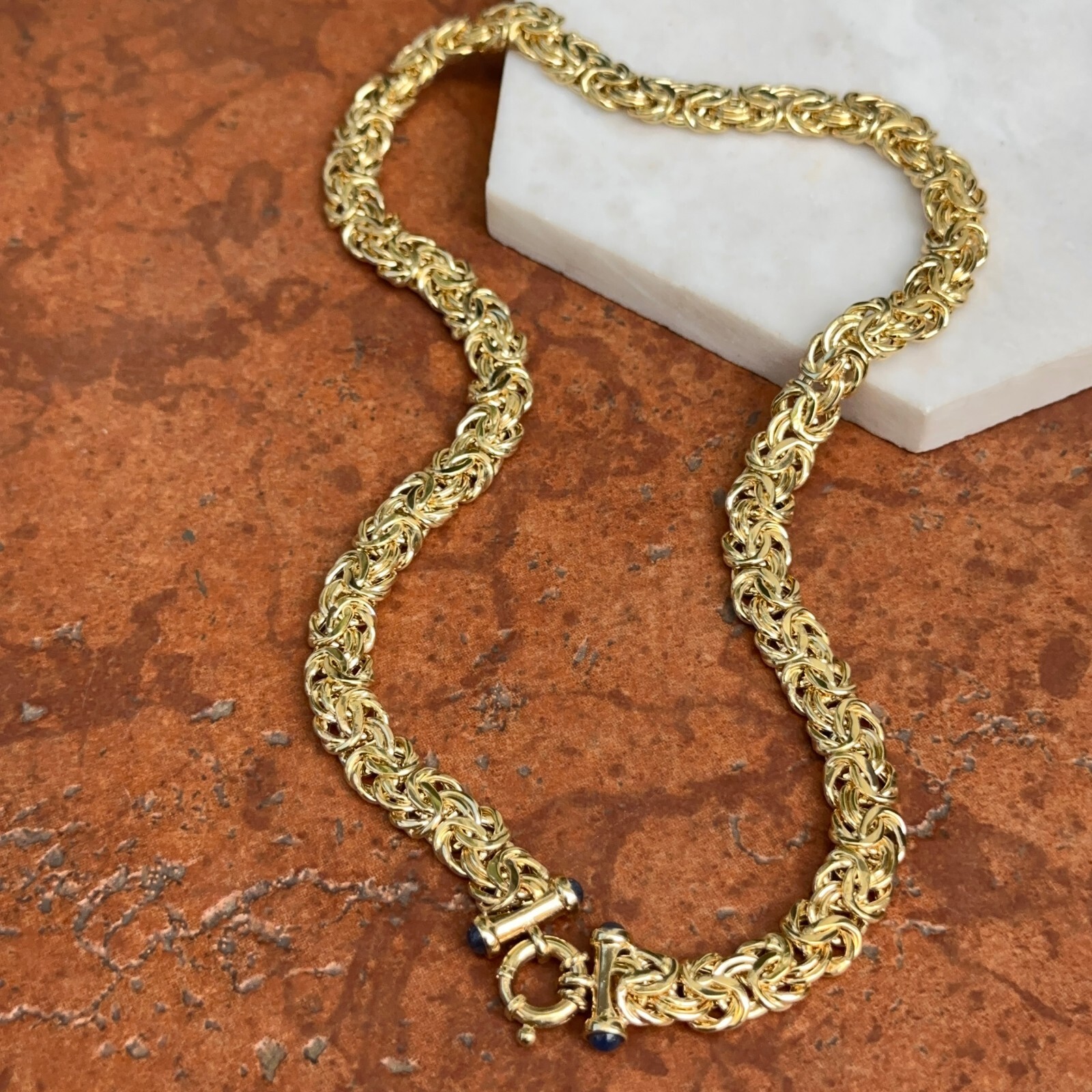 14KT Yellow Gold Byzantine Link Toggle Clasp Chain Necklace 14KT Yellow Gold Byzantine Link Toggle Clasp Chain Necklace