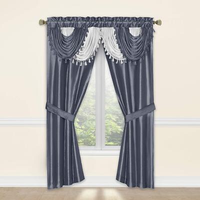 Cortinas Plata Para Sala Elegantes Con Cenefas De 2 Paneles 54 X 84 Modernas Set