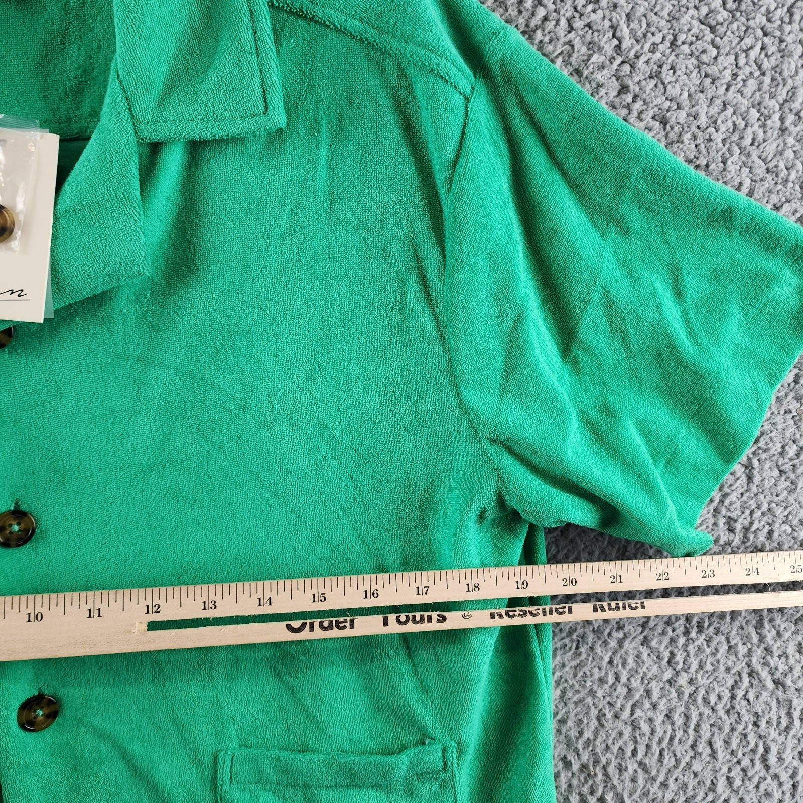 Elan Button Front Cover Up Shirt Women's S Green Bright Collared Pockets S/S - Picture 8 of 14