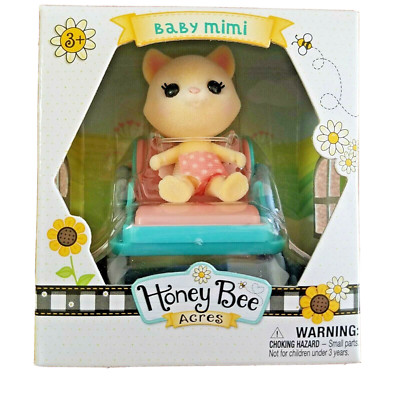 Honey Bee Acres Baby Mimi Flocked Kitten Cat With Stroller NIB