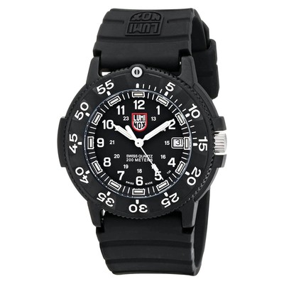 Pre-owned Luminox Navy Seal Dive Men's Watch Rotating Bezel Black Dial Rubber Strap 3001