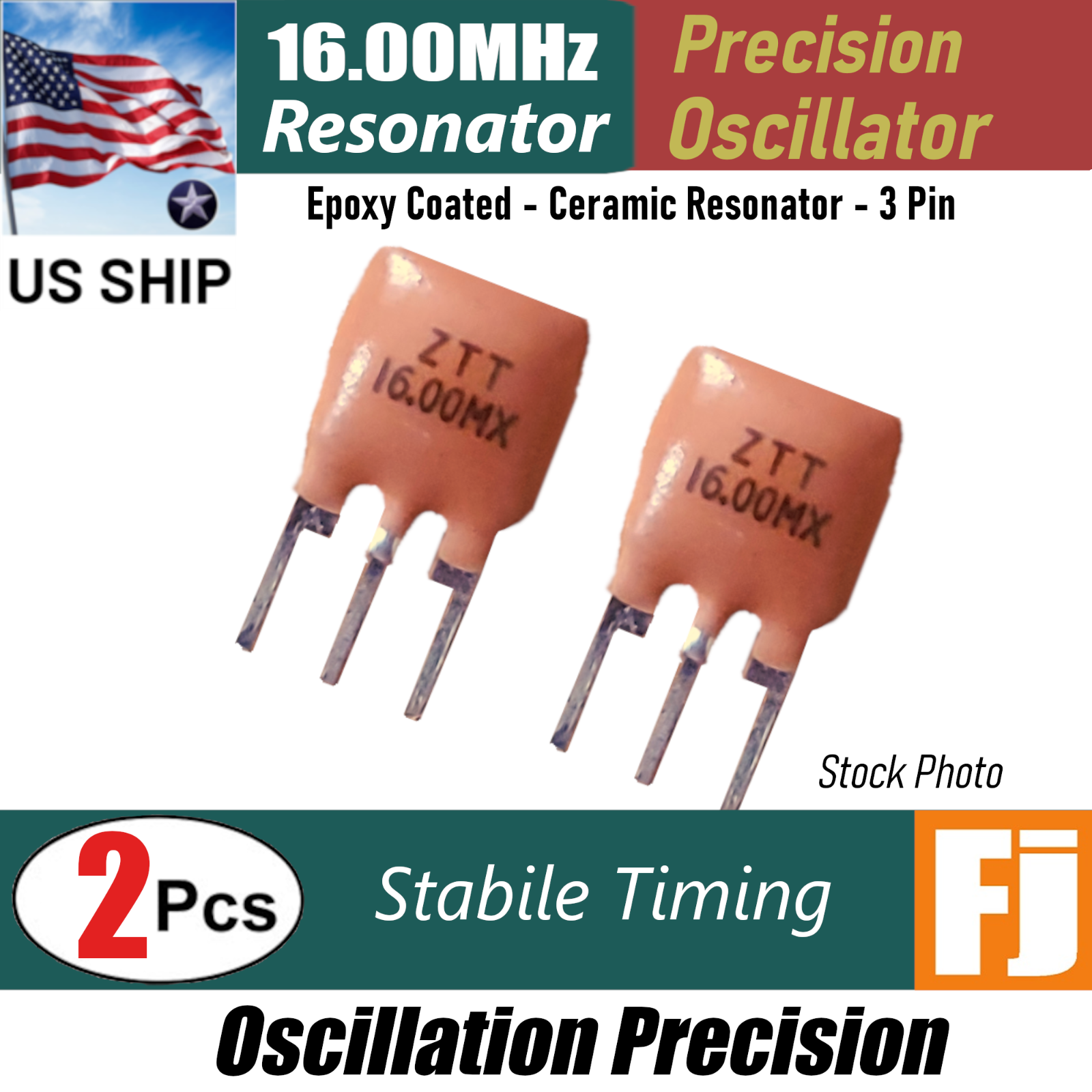 2PCS | 16MHz 16.000MHz | 3 Pins Ceramic Resonator | Crystal