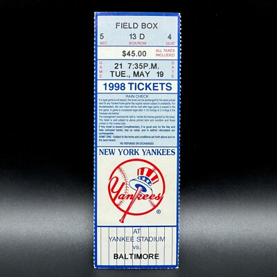YANKEES ORIOLES *MASSIVE BRAWL ERUPTS* MAY 19 1998 TICKET STUB D. STRAWBERRY