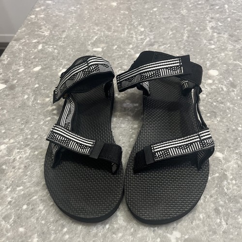 Teva Sandals Shoes Womens 6 Black Aztec Strappy Hook and