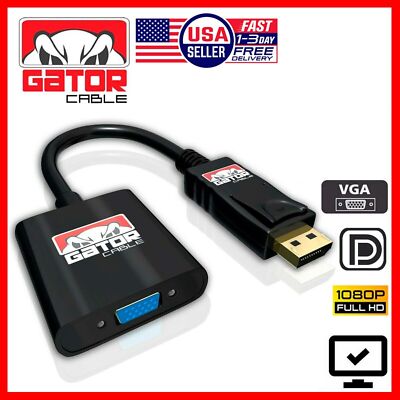 Display Port to VGA Cable Adapter Converter Video HDTV PC Monitor Desktop Laptop