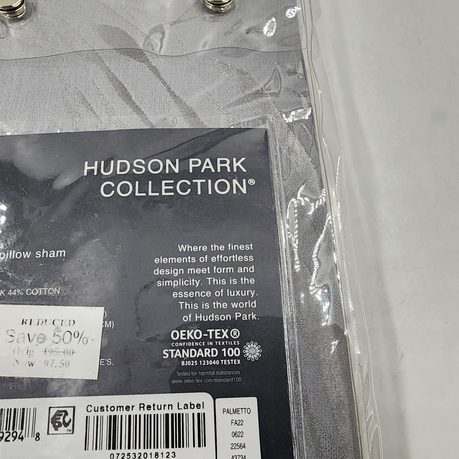 Hudson Park Collection Palmetto Cotton Silk Standard Pillow Sham Silver + - Picture 12 of 13