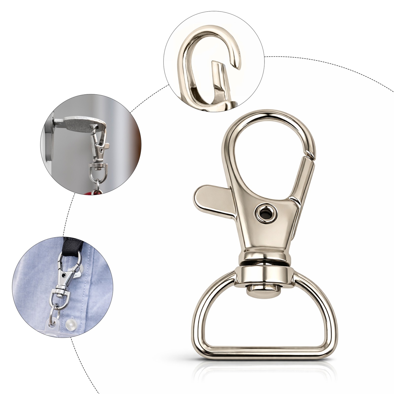 Swivel Lobster Clasp Hook Metal Trigger Clasps for Keyring Bags Strap 15mm 20mm
