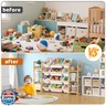 Ratulie Large Toy Storage Organizer Kids Toy Organizer and Bookshelf Combo with 12 Bins and 6 Shelves Toy Organization Box Toy Shelf for Playroom, Bedroom, Nursery