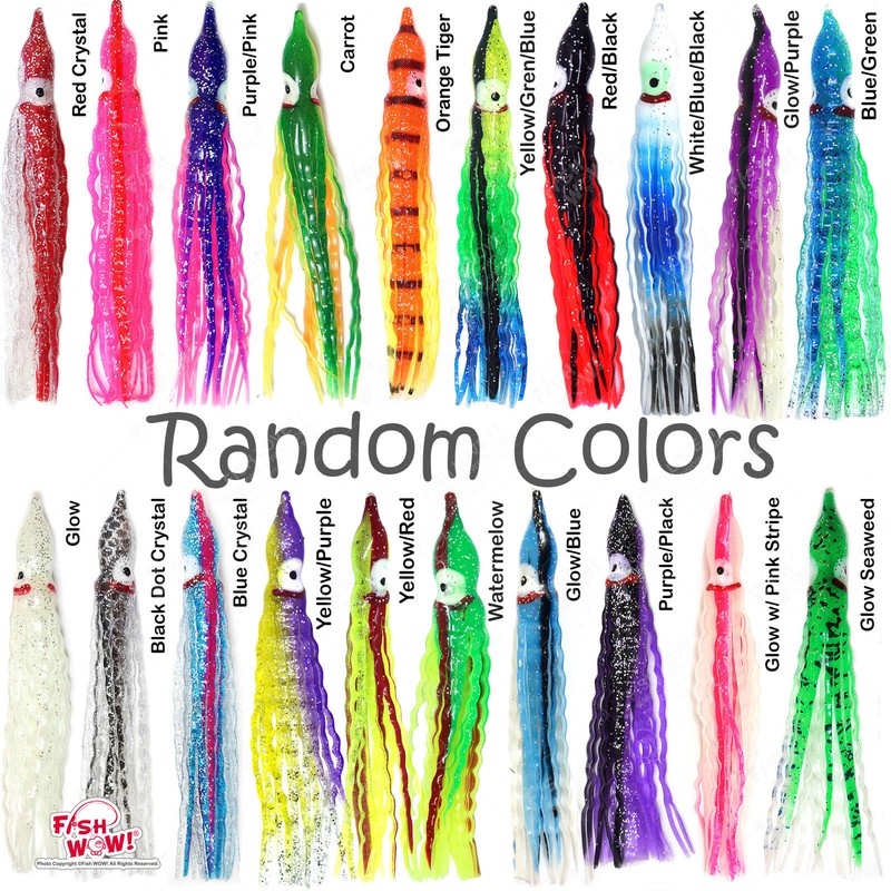 5" Fishing Squid Skirt Hoochies Octopus Trolling Soft Lure Crinkle