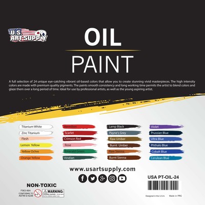 Professional 24 Color Art Oil Paint Set, Lg 12ml Tubes, Artist Student Paintings