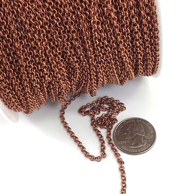Copper Rolo Chain Round Linked Belcher Chain Neckalce 3mm 4mm 5mm 6mm 7mm Chain