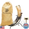 Trondebal Large Viking Drinking Horn with Stand, 15-20 Oz Natural Ox Horn | Unique Beer Gift for Men and Women, Home Decor Accessories | Medieval Stein for Ale, Mead, Whiskey