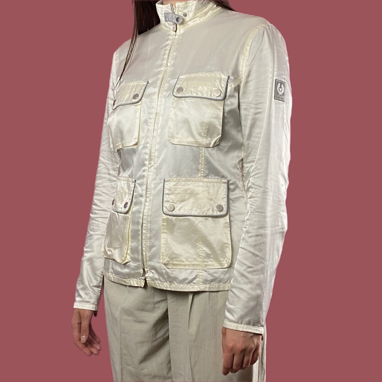 ジャケット・アウター Belstaff linen jacket USED L Vtg BELSTAFF Linen Gold Label Beige Light Men's Jacket Made