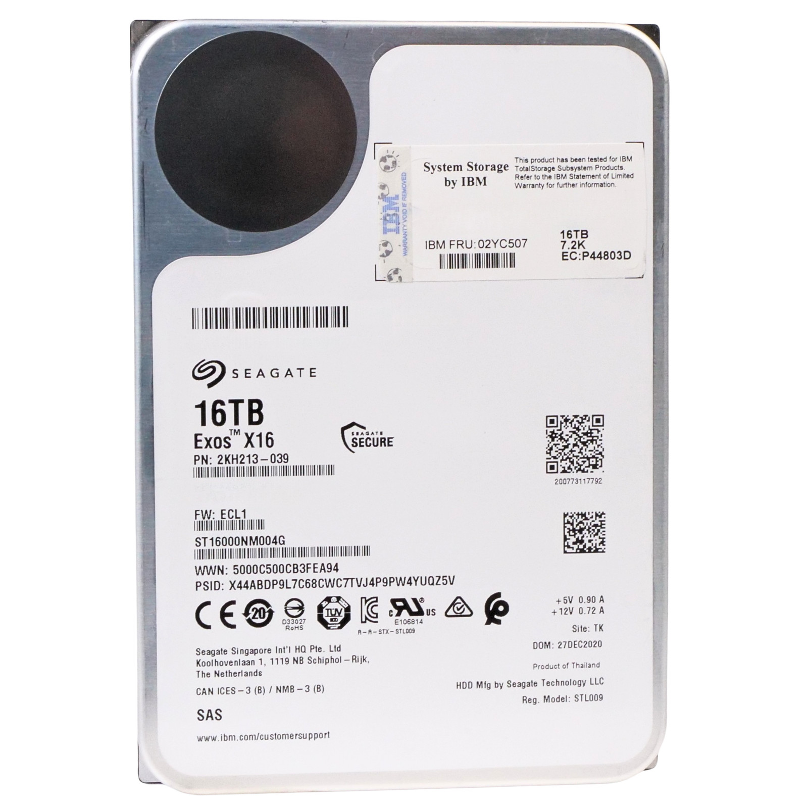 Seagate/IBM Exos X16 16TB ST16000NM004G 7.2K RPM SAS 12Gb/s 4Kn 3.5